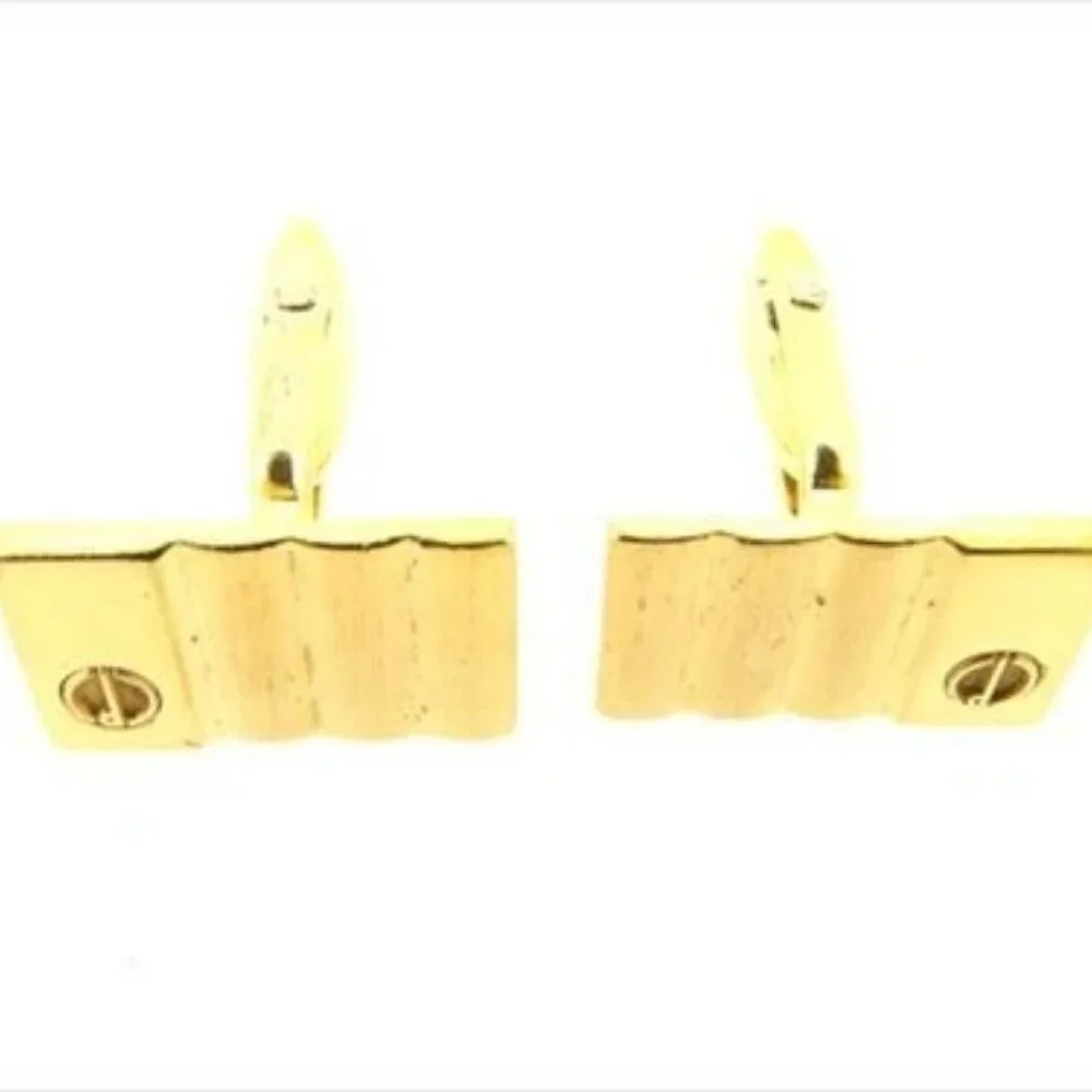 Dunhill cuffs D logos Gold Mens Authentic Used T7152